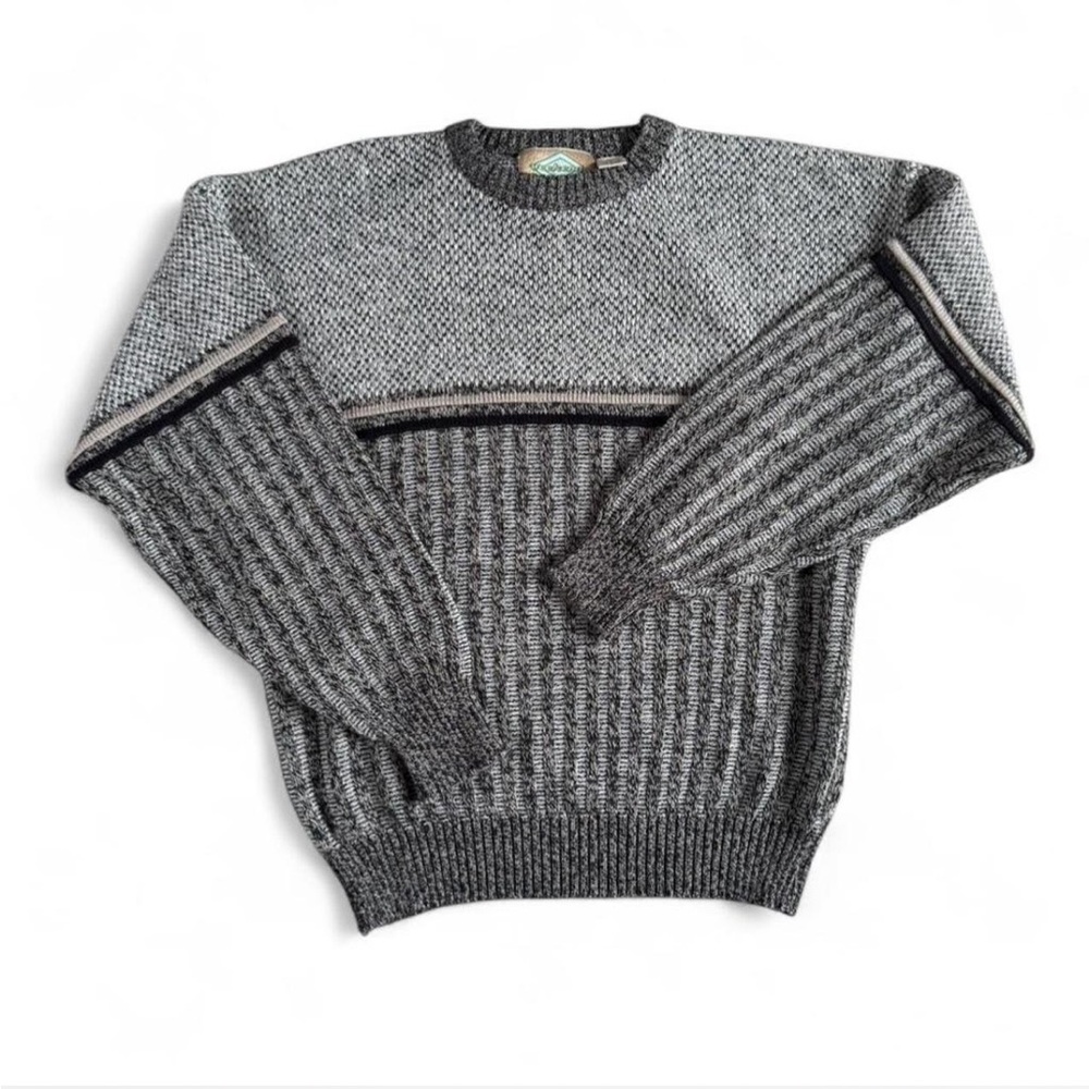 Vintage Weekends Sweater Mens Large Gray Crew Neck 80s Casual Office Grandpa